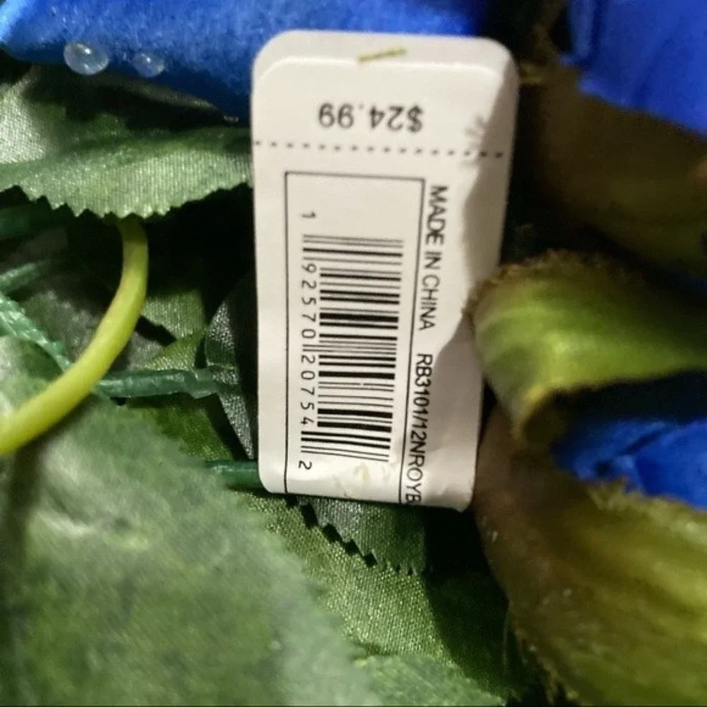 Blue Roses Artificial Flowers Dew Drop Rain Drop 2 Bunches 16